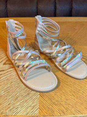 Cat & Jack Girls Iridescent Strappy Gladiator Sandals - Rose Gold/Pink
